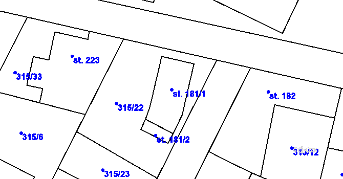 Parcela st. 181/1 v KÚ Čáslavice, Katastrální mapa