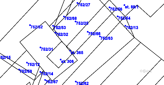 Parcela st. 228 v KÚ Čáslavice, Katastrální mapa