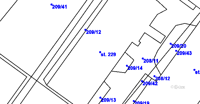 Parcela st. 229 v KÚ Čáslavice, Katastrální mapa