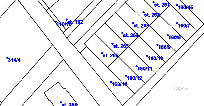 Parcela st. 266 v KÚ Čáslavice, Katastrální mapa