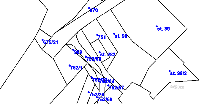 Parcela st. 282 v KÚ Čáslavice, Katastrální mapa