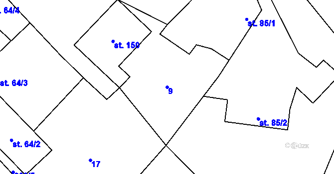 Parcela st. 9 v KÚ Čáslavice, Katastrální mapa