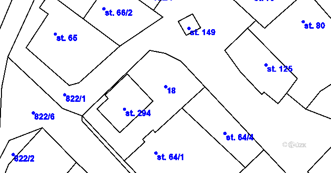 Parcela st. 18 v KÚ Čáslavice, Katastrální mapa