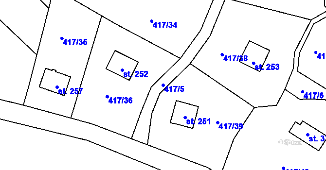 Parcela st. 417/5 v KÚ Čáslavice, Katastrální mapa