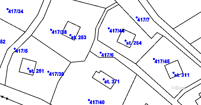 Parcela st. 417/6 v KÚ Čáslavice, Katastrální mapa