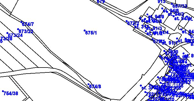 Parcela st. 675/1 v KÚ Čáslavice, Katastrální mapa