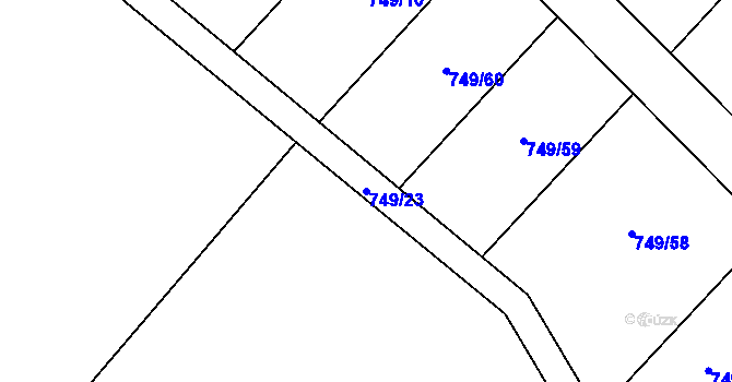 Parcela st. 749/23 v KÚ Čáslavice, Katastrální mapa