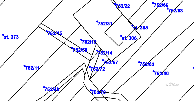 Parcela st. 752/14 v KÚ Čáslavice, Katastrální mapa