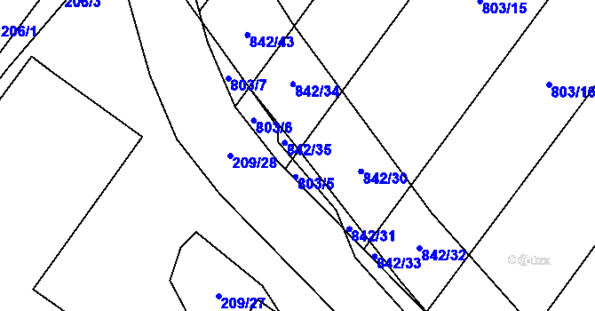 Parcela st. 803/2 v KÚ Čáslavice, Katastrální mapa