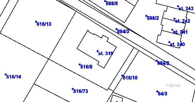 Parcela st. 319 v KÚ Čáslavice, Katastrální mapa