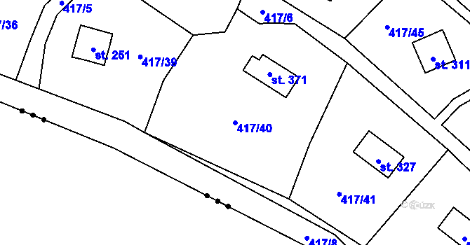 Parcela st. 417/40 v KÚ Čáslavice, Katastrální mapa