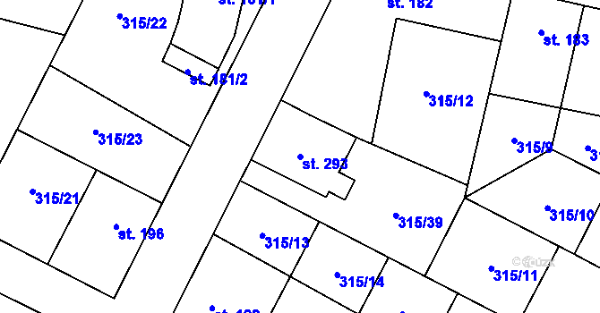 Parcela st. 293 v KÚ Čáslavice, Katastrální mapa