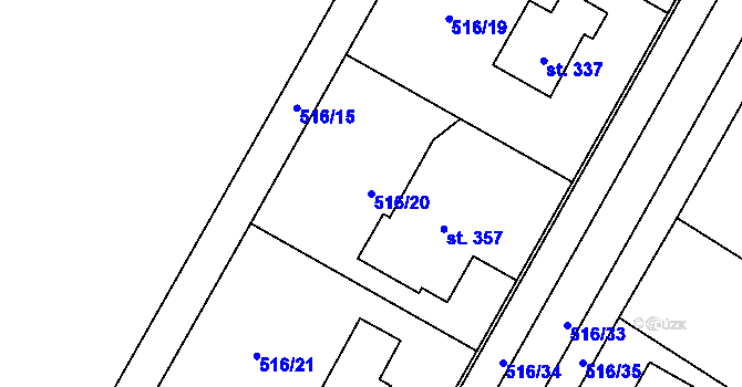 Parcela st. 516/20 v KÚ Čáslavice, Katastrální mapa