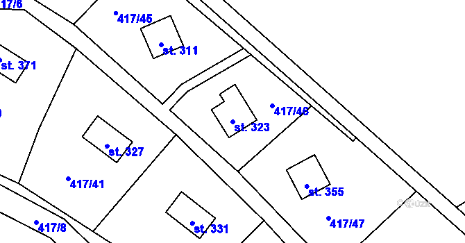 Parcela st. 323 v KÚ Čáslavice, Katastrální mapa