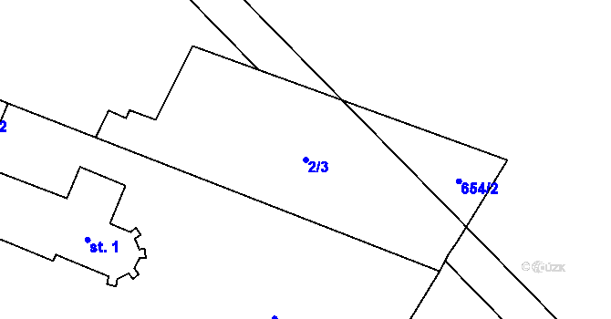 Parcela st. 2/3 v KÚ Čáslavice, Katastrální mapa