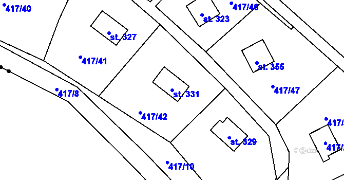 Parcela st. 331 v KÚ Čáslavice, Katastrální mapa