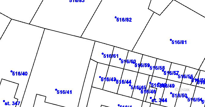 Parcela st. 516/61 v KÚ Čáslavice, Katastrální mapa