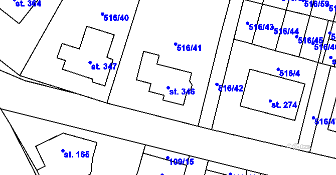 Parcela st. 346 v KÚ Čáslavice, Katastrální mapa