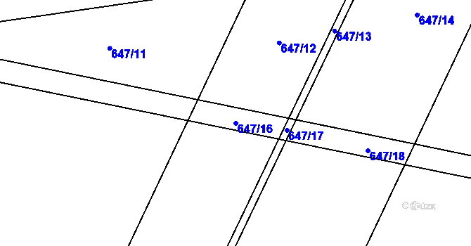 Parcela st. 647/16 v KÚ Čáslavice, Katastrální mapa