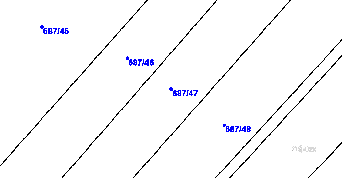 Parcela st. 687/47 v KÚ Čáslavice, Katastrální mapa