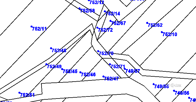 Parcela st. 752/70 v KÚ Čáslavice, Katastrální mapa