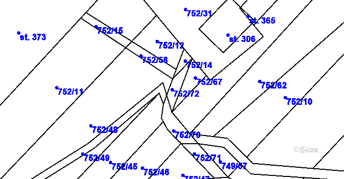 Parcela st. 752/72 v KÚ Čáslavice, Katastrální mapa
