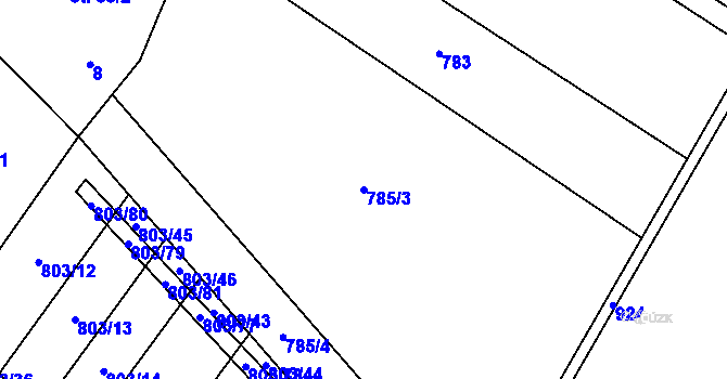Parcela st. 785/3 v KÚ Čáslavice, Katastrální mapa
