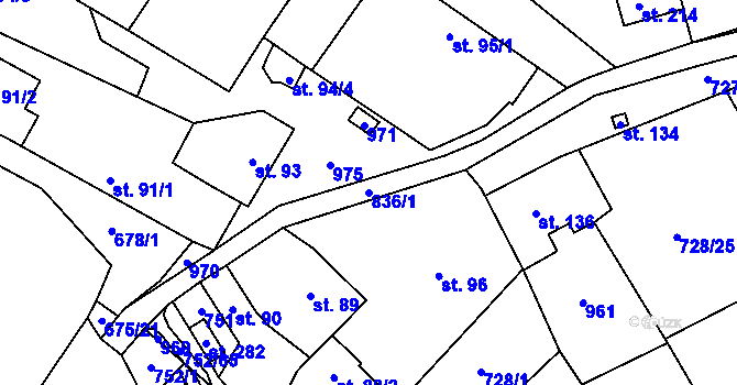Parcela st. 836/1 v KÚ Čáslavice, Katastrální mapa
