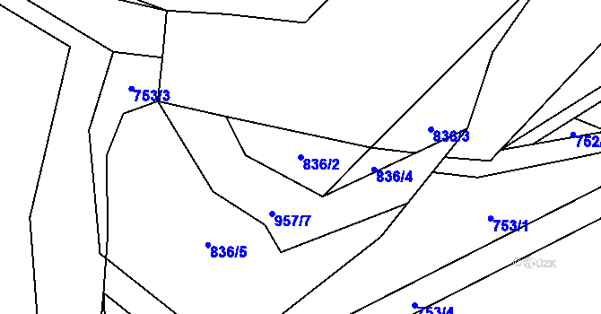 Parcela st. 836/2 v KÚ Čáslavice, Katastrální mapa