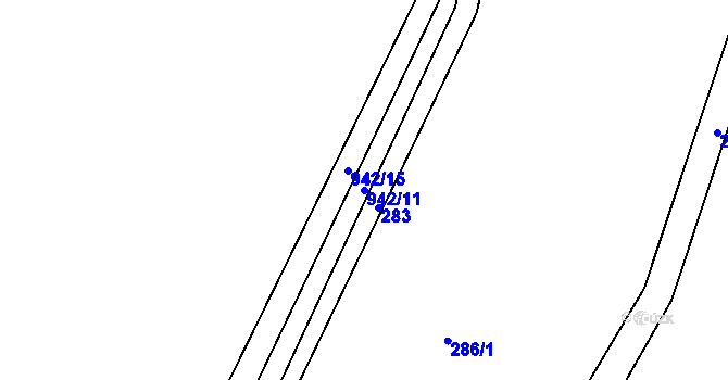 Parcela st. 942/11 v KÚ Čáslavice, Katastrální mapa
