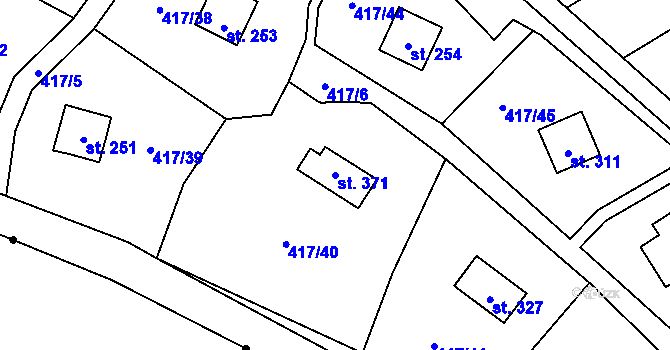 Parcela st. 371 v KÚ Čáslavice, Katastrální mapa