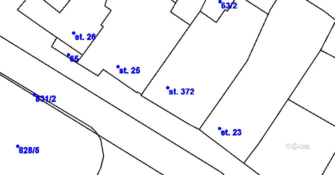 Parcela st. 372 v KÚ Čáslavice, Katastrální mapa