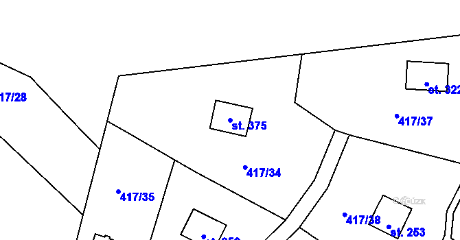 Parcela st. 375 v KÚ Čáslavice, Katastrální mapa