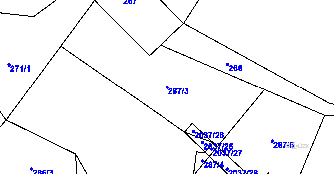 Parcela st. 287/3 v KÚ Čáslavsko, Katastrální mapa