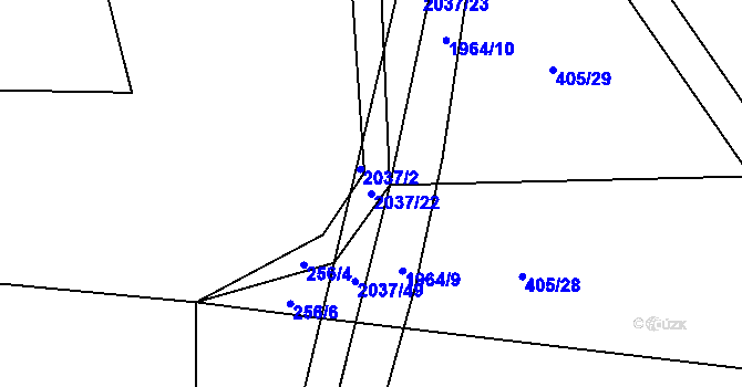 Parcela st. 2037/22 v KÚ Čáslavsko, Katastrální mapa