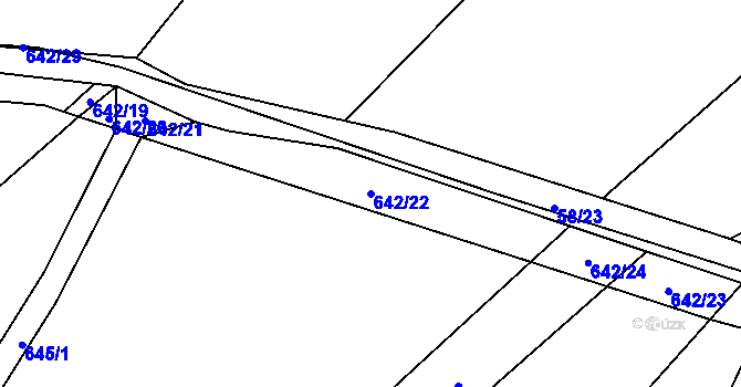 Parcela st. 642/22 v KÚ Štědrovice, Katastrální mapa