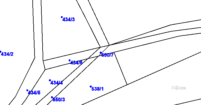 Parcela st. 650/7 v KÚ Štědrovice, Katastrální mapa