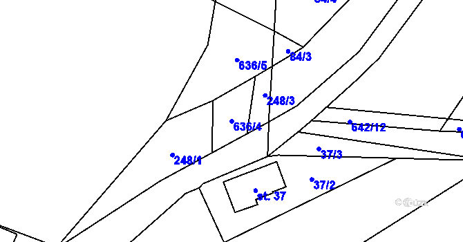 Parcela st. 636/4 v KÚ Štědrovice, Katastrální mapa