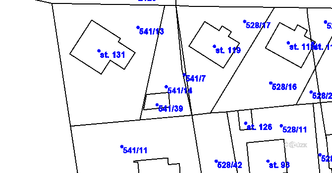 Parcela st. 541/14 v KÚ Částkov u Tachova, Katastrální mapa