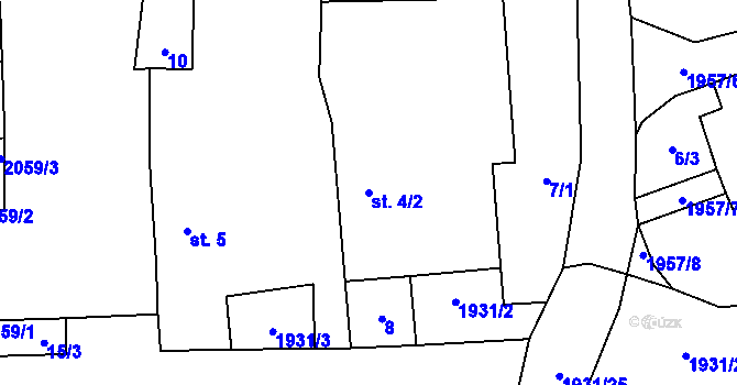 Parcela st. 4/2 v KÚ Částkov u Tachova, Katastrální mapa