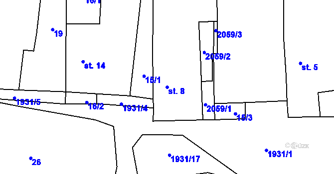 Parcela st. 8 v KÚ Částkov u Tachova, Katastrální mapa