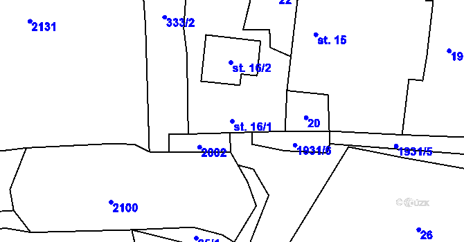 Parcela st. 16/1 v KÚ Částkov u Tachova, Katastrální mapa