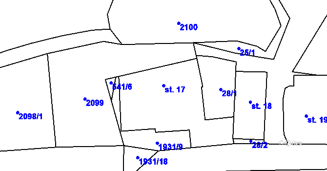 Parcela st. 17 v KÚ Částkov u Tachova, Katastrální mapa