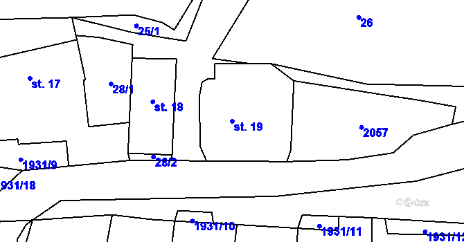 Parcela st. 19 v KÚ Částkov u Tachova, Katastrální mapa