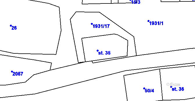 Parcela st. 35 v KÚ Částkov u Tachova, Katastrální mapa
