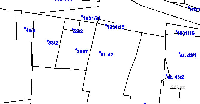 Parcela st. 42 v KÚ Částkov u Tachova, Katastrální mapa