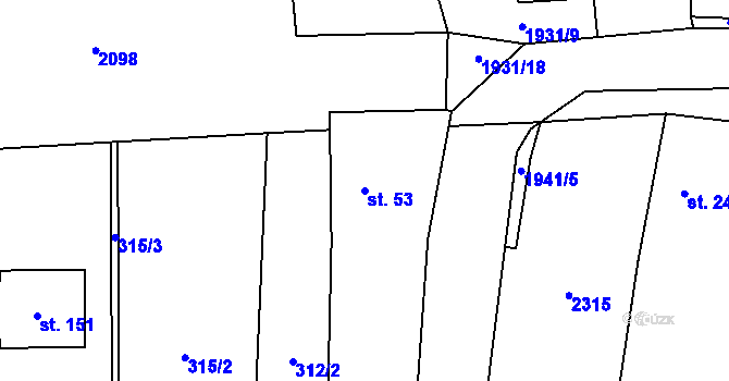 Parcela st. 53 v KÚ Částkov u Tachova, Katastrální mapa