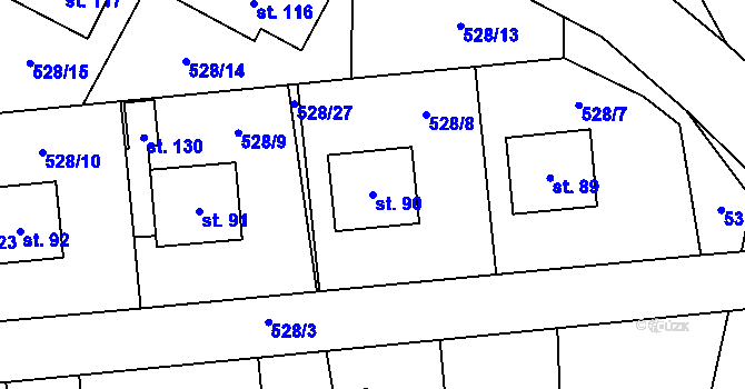 Parcela st. 90 v KÚ Částkov u Tachova, Katastrální mapa