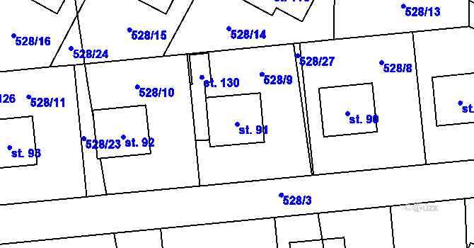 Parcela st. 91 v KÚ Částkov u Tachova, Katastrální mapa