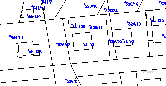 Parcela st. 93 v KÚ Částkov u Tachova, Katastrální mapa